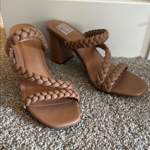 Braided Tan Heeled Sandals